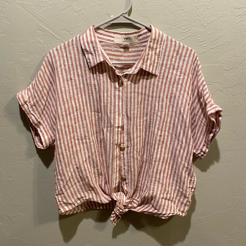 Thread Supply XL striped button up with tie detail